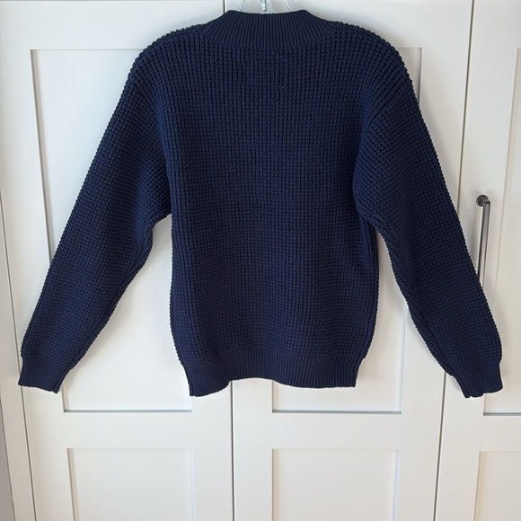Long Wharf Women Rye SeaWell Sweater Small Navy Blue Shaker Thick Knit Warm EUC - Picture 5 of 8